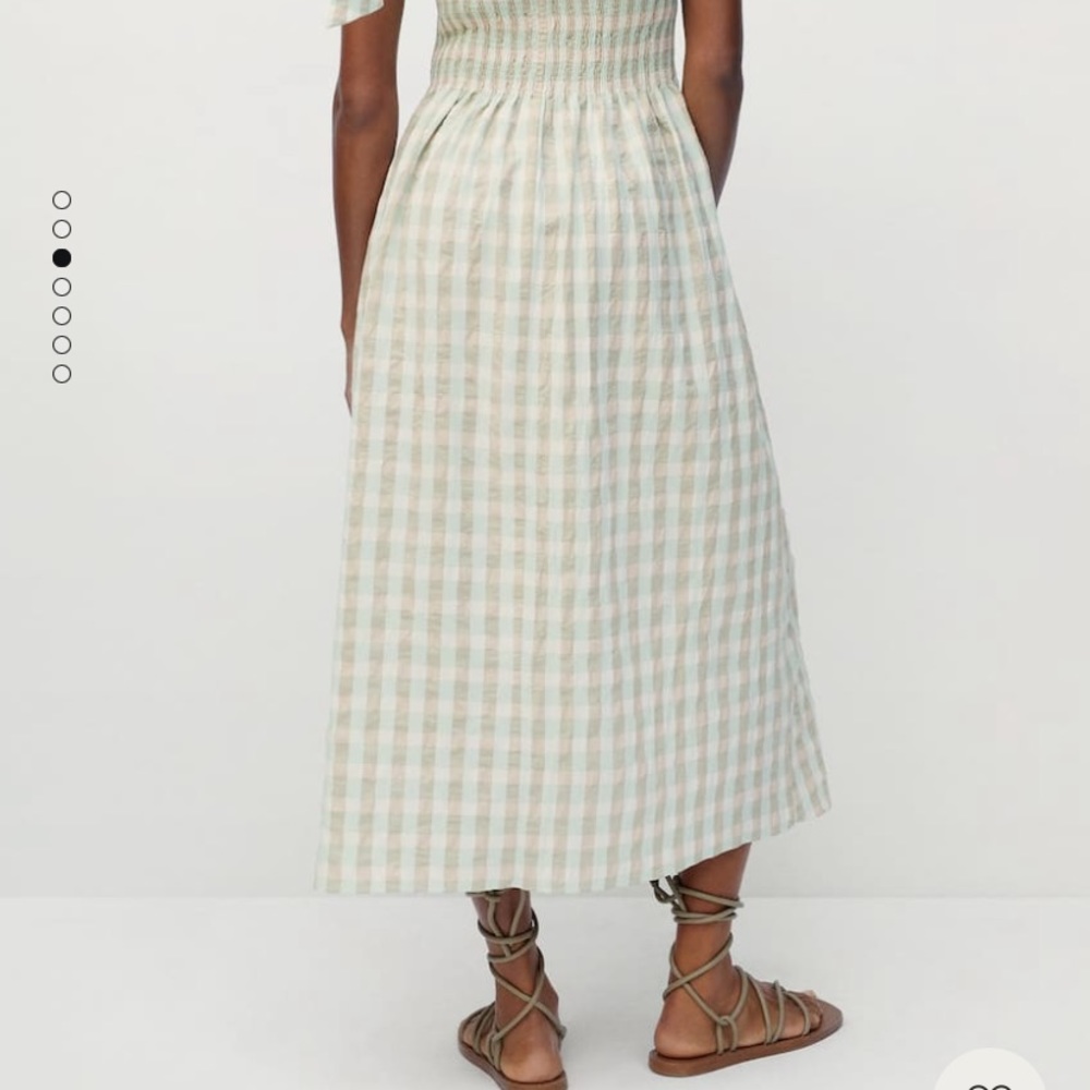 NWT Mango Vichy Check Dress in Cecil S Small Smocked Tie-shoulder Midi Dress